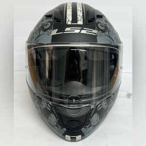 LS2 Helmet Full Face Stream Evo Motorcycle Helmet Matte Black Skull - XL - FF320